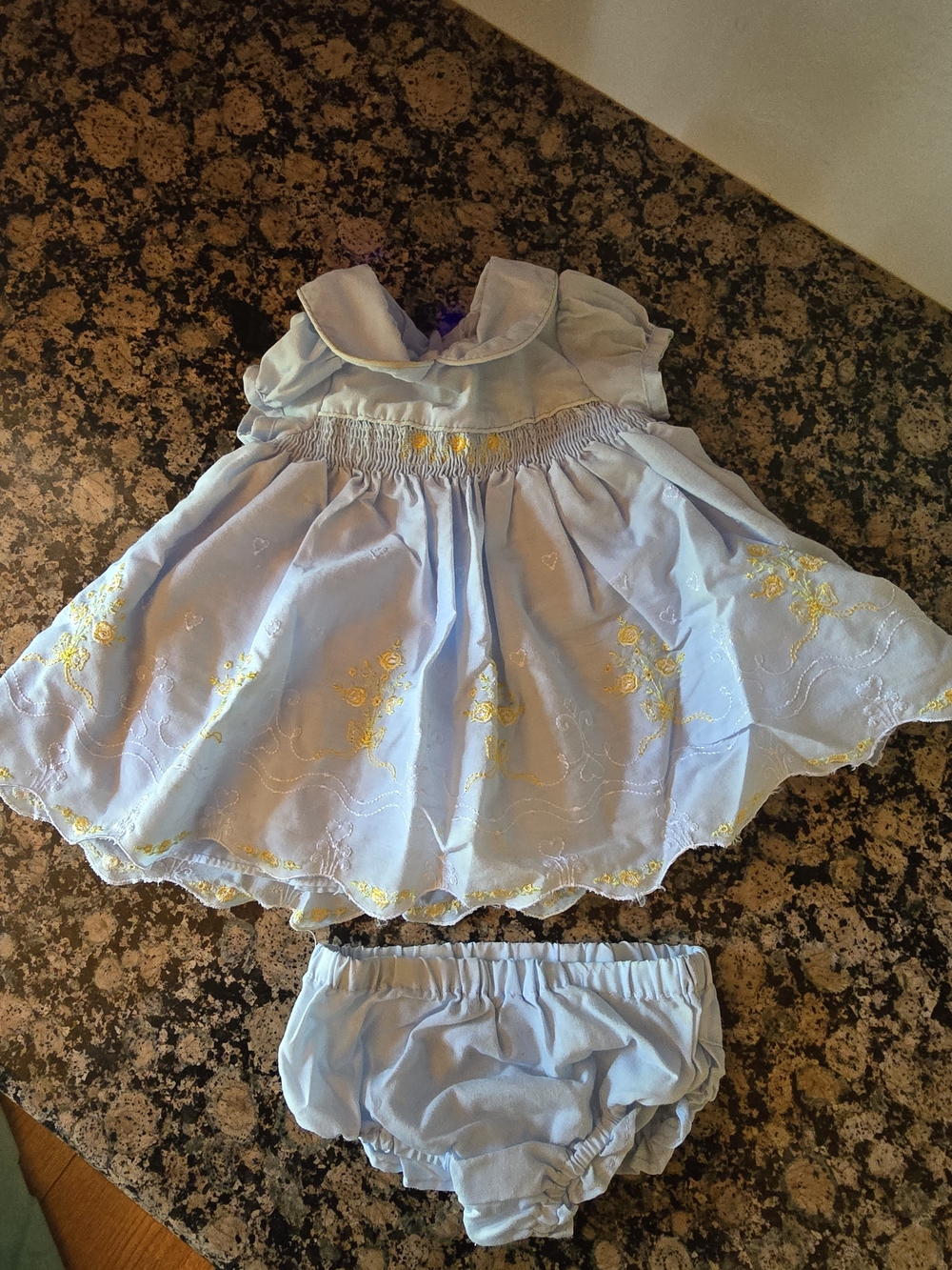 George Light Blue Dress with Yellow Embroidery